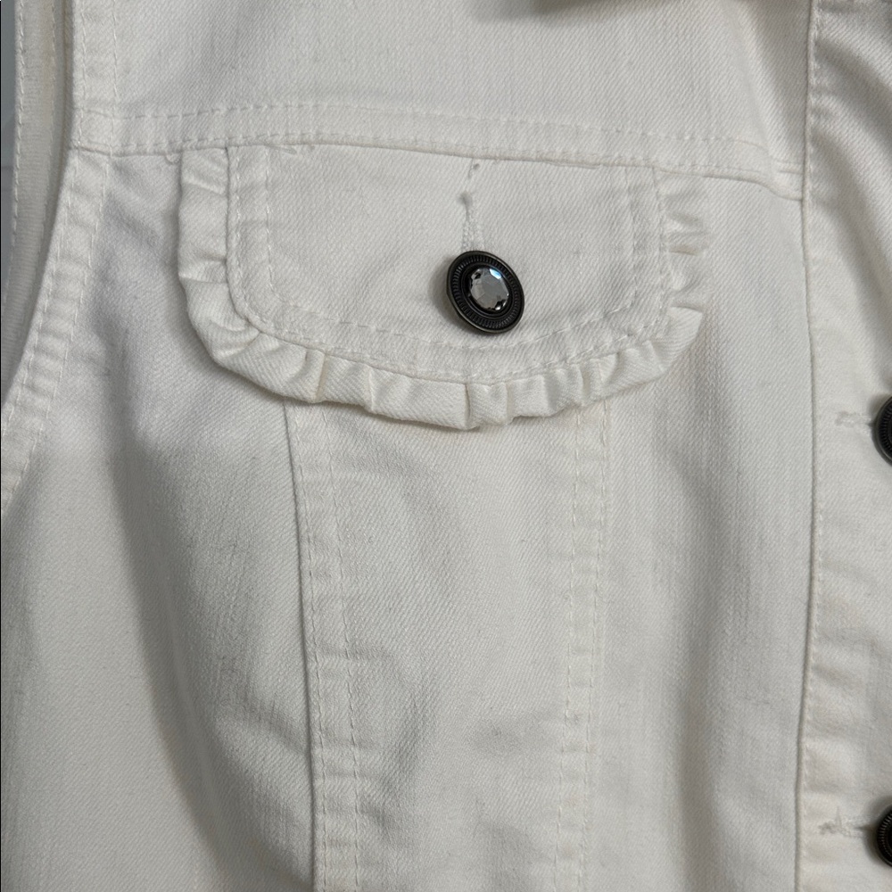 CJ Banks Ivory Sleeveless Vest with Pockets - Picture 3 of 3
